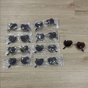 Heart-Shaped Sunglasses with Gold Frame